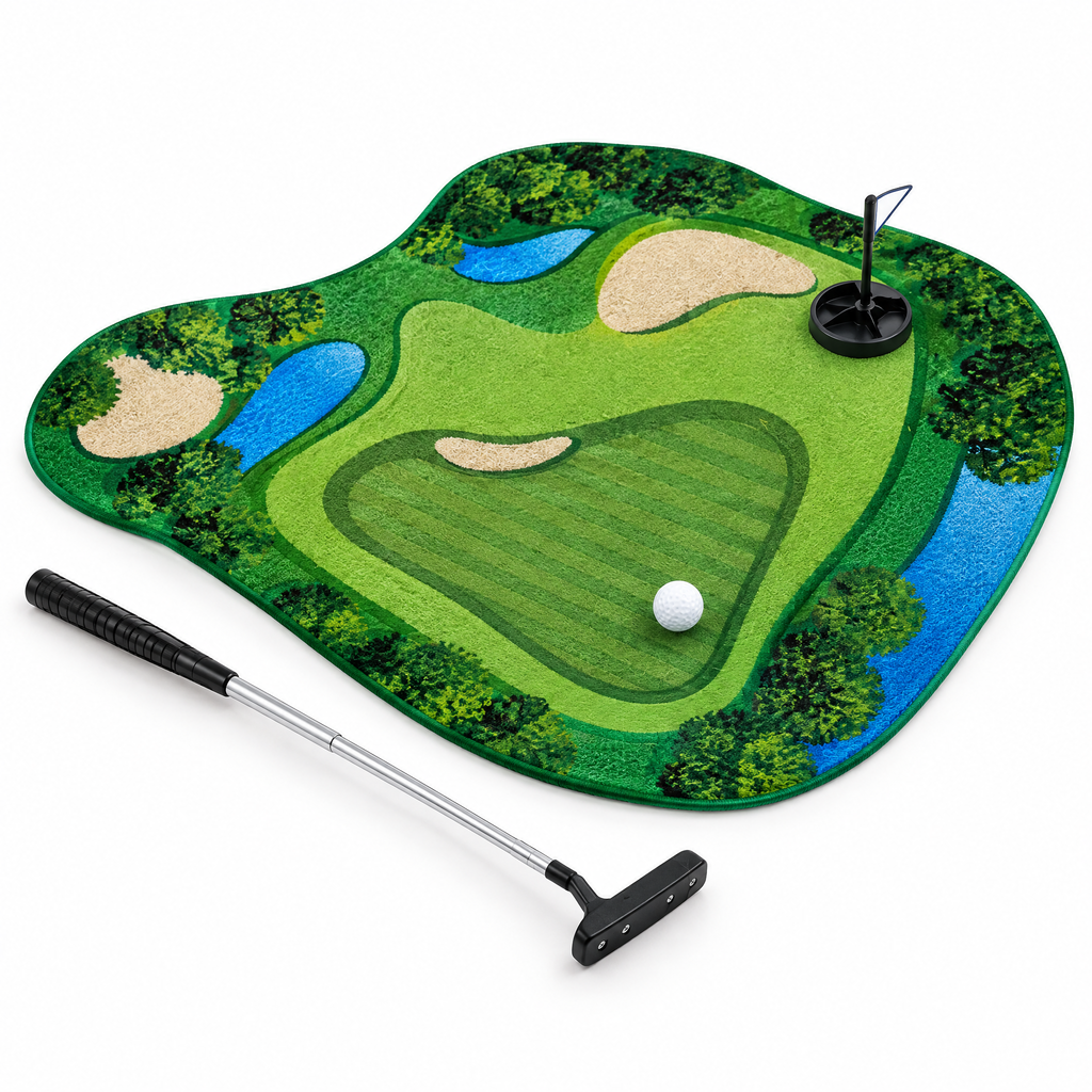 Toilet putting green game set with mini putter