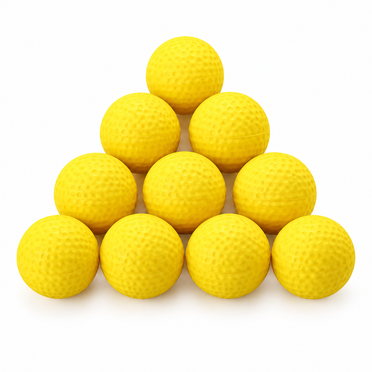 Yellow foam practice golf balls